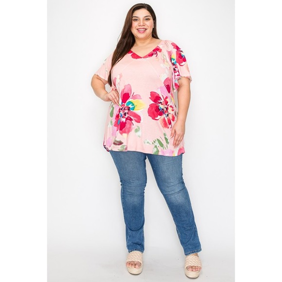 Plus size V neck Wide Sleeves Tunic Top 1xl - Picture 4 of 4